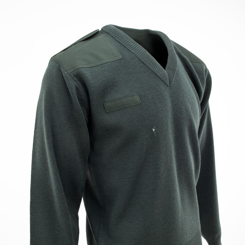 Dutch Wool Forest Green V-Neck Commando Sweater | #2 Condition, , large image number 4